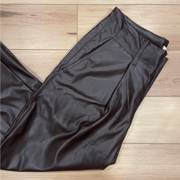 chocolate brown leather pants - Picture 2 of 5